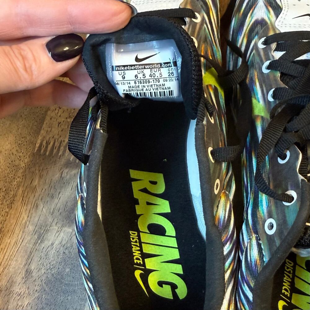 Nike Track Spikes Zoom Rival Distance 8 Racing Shoe Volt Black Women’s Size 9 - Picture 8 of 8